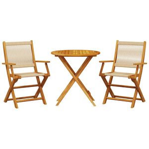 vidaXL Ensemble de bistro 3 pcs beige polypropyl&egrave;ne et bois massif