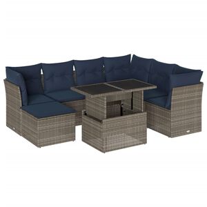 vidaXL Ensemble de canap&eacute; de jardin 8 pcs avec coussins gris r&eacute;sine tress&eacute;e