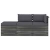 vidaXL Salon palette de jardin 3 pcs avec coussins Bois de pin massif