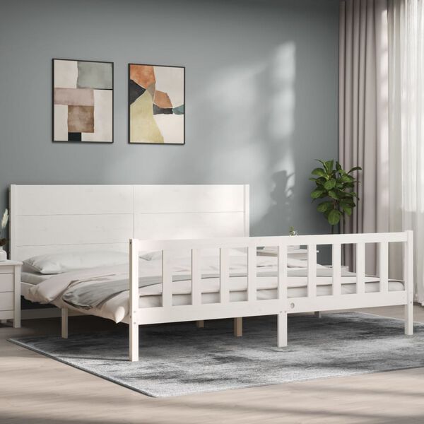 vidaXL Cadre de lit sans matelas blanc bois massif de pin