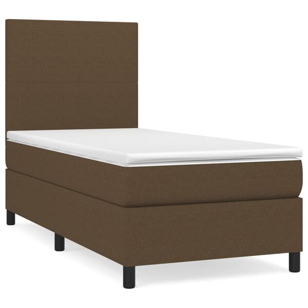 vidaXL Sommier &agrave; lattes de lit avec matelas Marron fonc&eacute; 90x190 cm