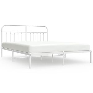 vidaXL Cadre de lit m&eacute;tal sans matelas et t&ecirc;te de lit blanc 180x200 cm