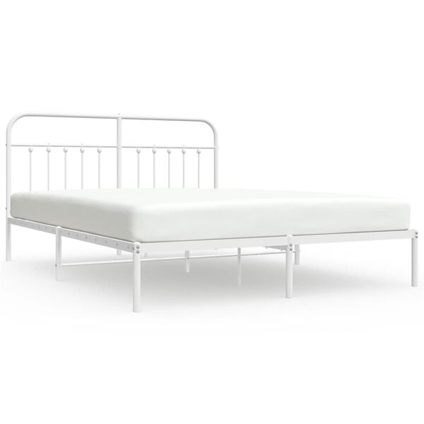 vidaXL Cadre de lit métal sans matelas et tête de lit blanc 180x200 cm