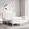 vidaXL Cadre de lit sans matelas blanc bois massif