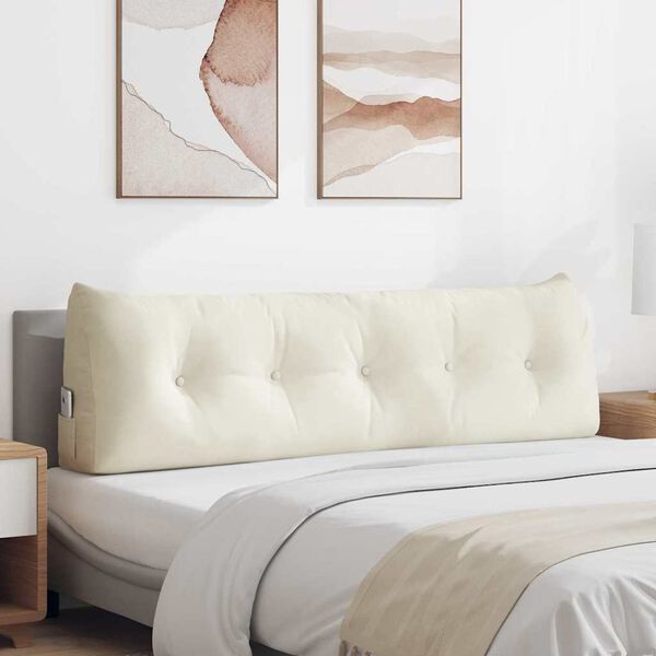 vidaXL Coussin de Dos Cr&egrave;me 160 x 24 x 50 cm Velours