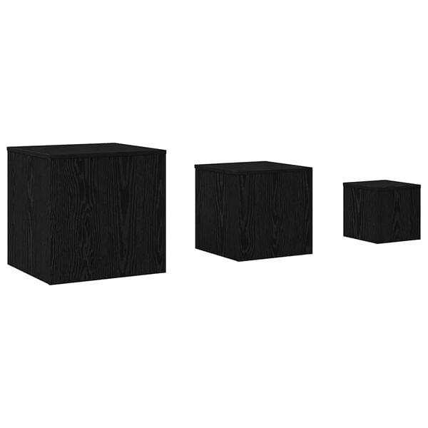 vidaXL Table Gigogne 3 pcs Ch&ecirc;ne noir Bois d'ing&eacute;nierie