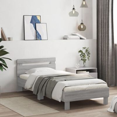 vidaXL Cadre de lit avec tête de lit sonoma gris 75x190 cm