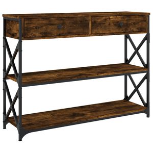 vidaXL Table console ch&ecirc;ne fum&eacute; 100x28x75 cm bois d'ing&eacute;nierie
