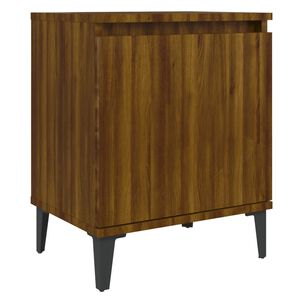 vidaXL Table de chevet avec pieds en m&eacute;tal ch&ecirc;ne marron 40x30x50 cm