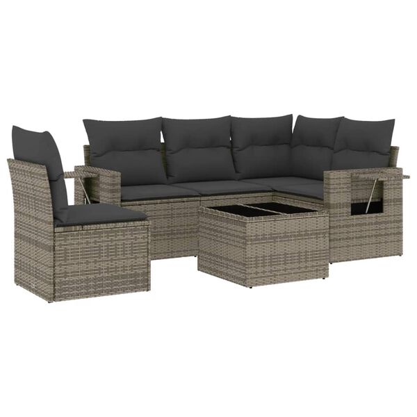 vidaXL Salon de jardin 6 pcs avec coussins noir r&eacute;sine tress&eacute;e