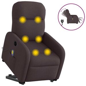 vidaXL Fauteuil inclinable de massage &eacute;lectrique Marron fonc&eacute; Tissu