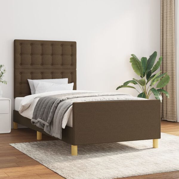 vidaXL Cadre de lit sans matelas marron fonc&eacute; 100x200 cm tissu