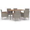 vidaXL Ensemble &agrave; manger jardin et coussins 7 pcs gris rotin