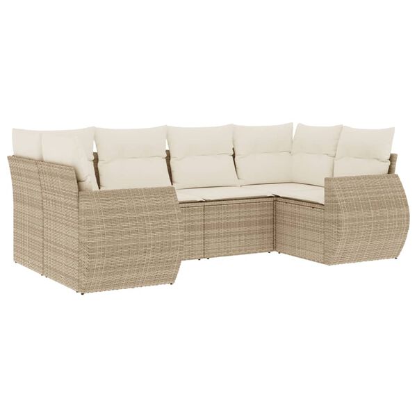 vidaXL Salon de jardin avec coussins 6 pcs beige r&eacute;sine tress&eacute;e