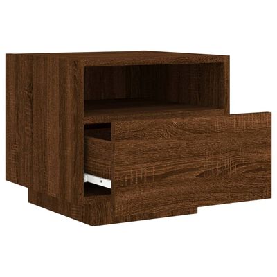 vidaXL Table de chevet avec lumières LED chêne marron 40x39x37 cm