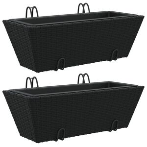 vidaXL Jardini&egrave;res avec crochets 2 pcs noir r&eacute;sine tress&eacute;e