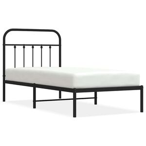 vidaXL Cadre de lit m&eacute;tal sans matelas avec t&ecirc;te de lit noir 90x190 cm
