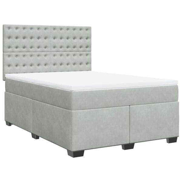 vidaXL Sommier à lattes de lit et matelas Gris clair 140x190cm Velours