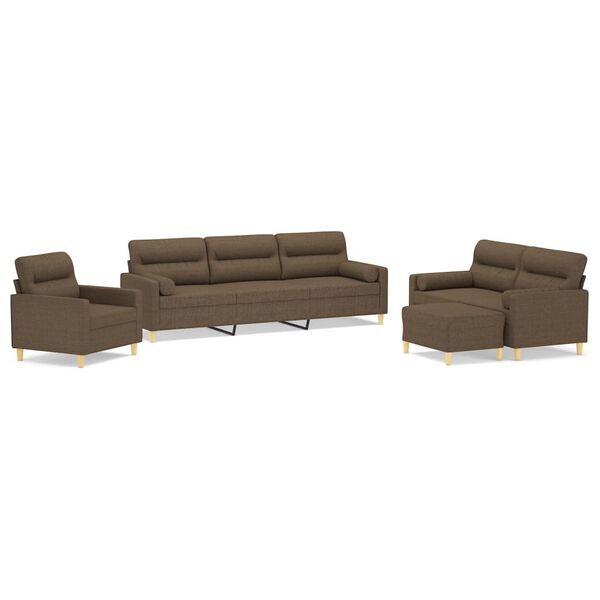 vidaXL Ensemble de canap&eacute;s 3pcs coussins d&eacute;coratifs et coussins Marron