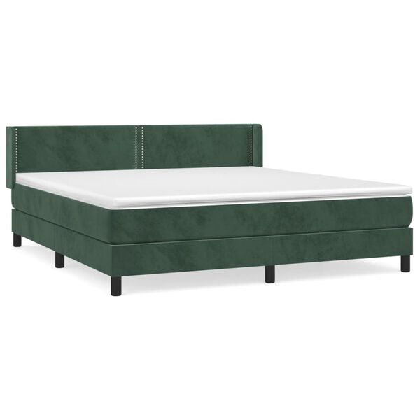 vidaXL Sommier &agrave; lattes de lit et matelas Vert fonc&eacute; 180x200cm Velours