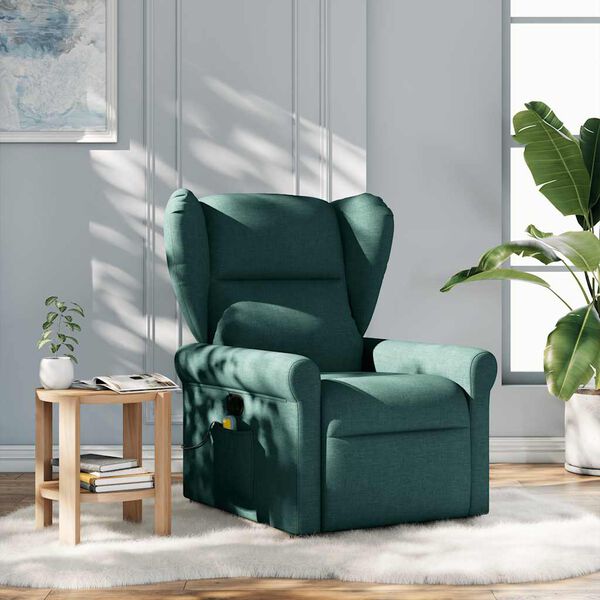 vidaXL Fauteuil de massage inclinable Vert fonc&eacute; Tissu