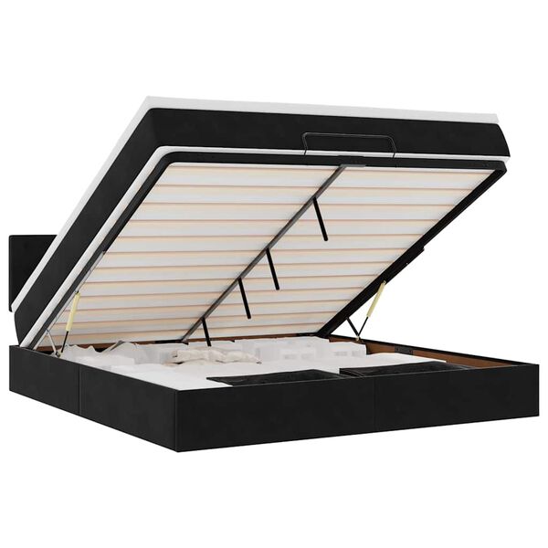 VidaXL Cadre de lit ottoman avec matelas noir 160x200 cm velours