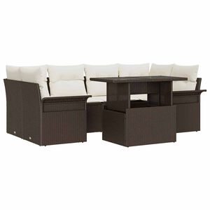 vidaXL Ensemble de canap&eacute; de jardin 7 pc Marron