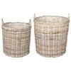 vidaXL Panier &agrave; Plantes 2 pi&egrave;ces Gris naturel Rattan Kubu