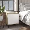 vidaXL Tables de chevet avec pieds en m&eacute;tal ch&ecirc;ne sonoma et blanc