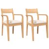 vidaXL Chaises à manger coussins 2 pcs naturel bois massif caoutchouc