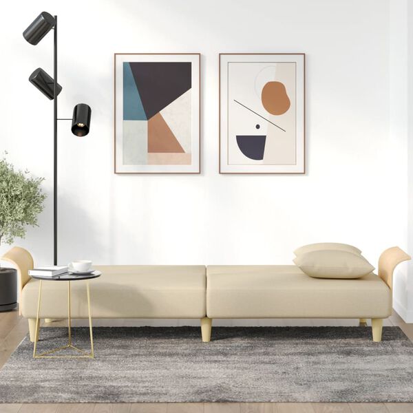 vidaXL Canapé-lit avec accoudoirs crème tissu