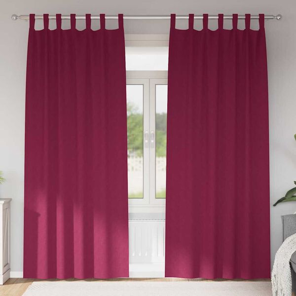 vidaXL Rideaux occultants avec anneaux 2 pcs Bordeaux 260 x 140 cm
