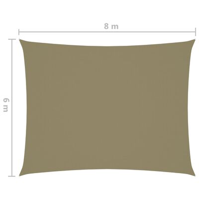 vidaXL Voile de parasol tissu oxford rectangulaire 6x8 m beige