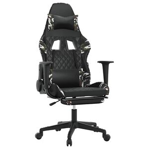 vidaXL Chaise de jeu de massage repose-pied Noir&Camouflage Similicuir