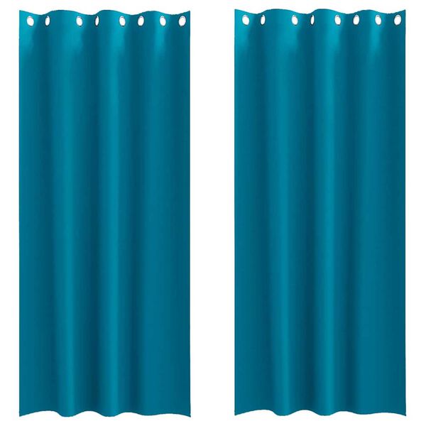 vidaXL Rideaux occultants avec anneaux 2 pcs Turquoise 225 x 140 cm
