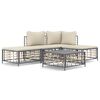 vidaXL Salon de jardin 5 pcs avec coussins anthracite r&eacute;sine tress&eacute;e
