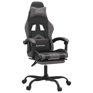 vidaXL Chaise de jeu avec repose-pied Noir et gris Similicuir