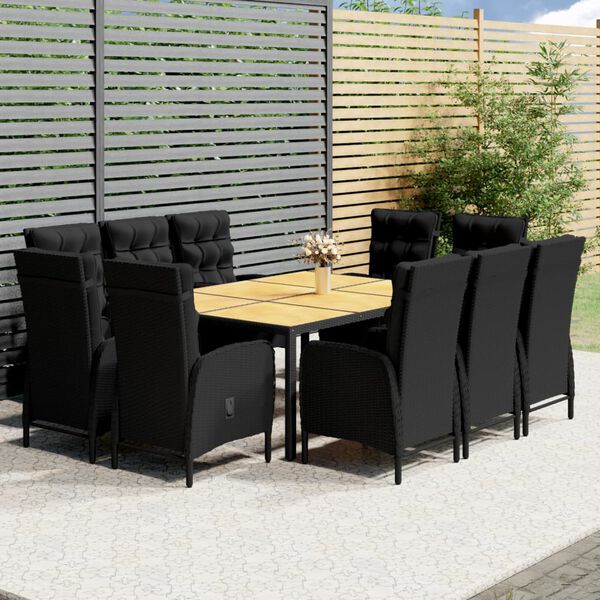 vidaXL Ensemble &agrave; d&icirc;ner de jardin 11 pcs R&eacute;sine tress&eacute;e Noir
