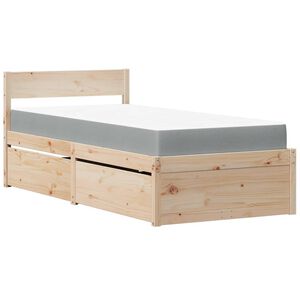 vidaXL Lit avec tiroirs et matelas 90x200 cm bois massif de pin