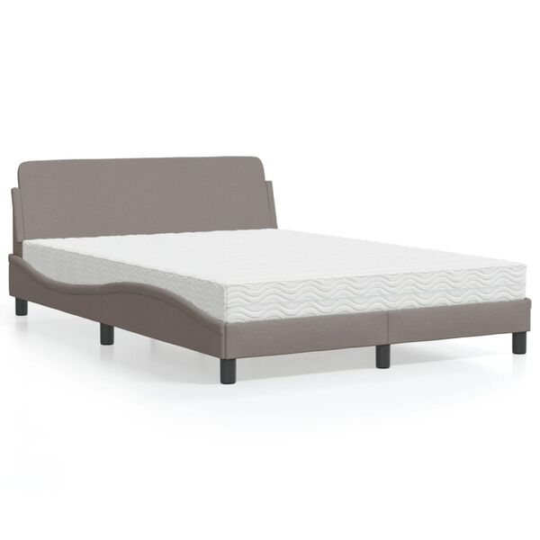 vidaXL Lit avec matelas Dover taupe 120x200 cm tissu