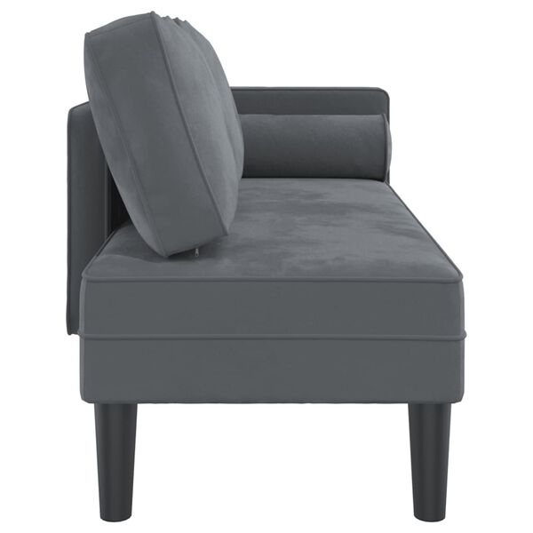 vidaXL Chaise longue avec coussins gris fonc&eacute; velours