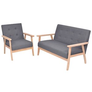 vidaXL Ensemble de canap&eacute;s 2 pcs Tissu Gris fonc&eacute;