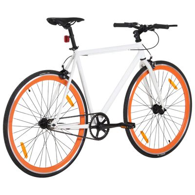 vidaXL Vélo à pignon fixe blanc et orange 700c 55 cm