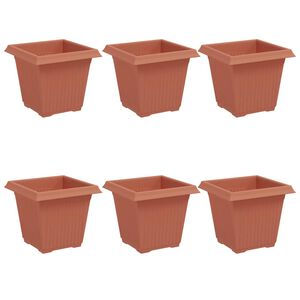 vidaXL Pot de Fleurs Carr&eacute; 6 pcs Rouge brique 16 x 16 x 14 cm