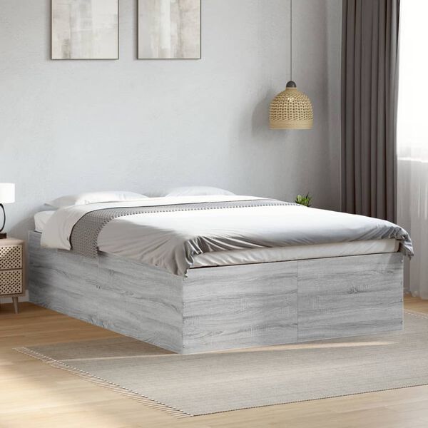 vidaXL Cadre de lit sans matelas sonoma gris 120x200 cm