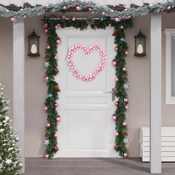 vidaXL Guirlande de No&euml;l avec boules rose 175 cm polystyr&egrave;ne