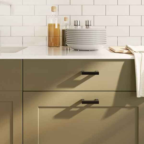 vidaXL Poign&eacute;es d'armoire 10 pcs noir 64 mm acier inoxydable