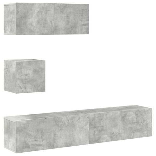 vidaXL Ensemble de meubles TV 4 pcs Gris béton Bois d'ingénierie
