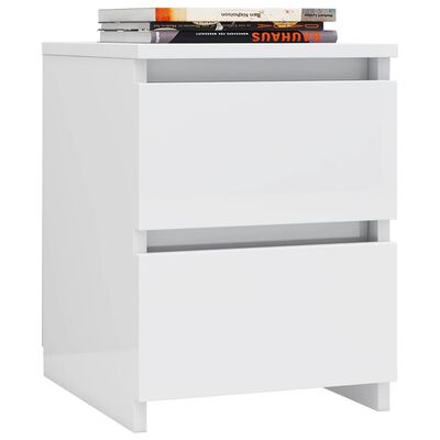 vidaXL Tables de chevet 2 pcs Blanc brillant Bois d’ingénierie