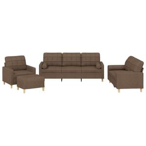 vidaXL Ensemble de canap&eacute;s 4 pcs avec coussins marron tissu